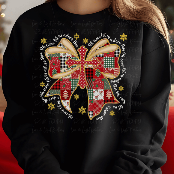 Coquette Oh Come Let Us Adore Him Bow - White