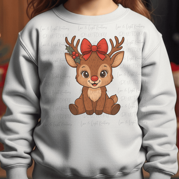 Cute Girl Reindeer with Bow