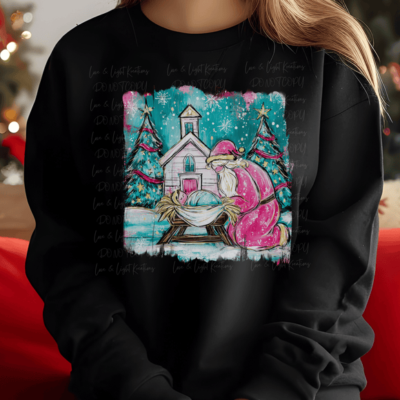 Doodle Christmas Manger Santa