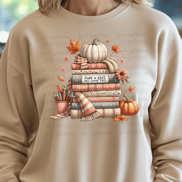 Fall Just a Girl Book Stack