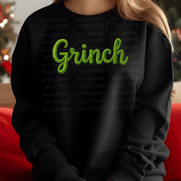 Faux Embroidery Green Who Name