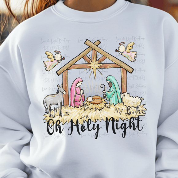 Faux Glitter Nativity Oh Holy Night