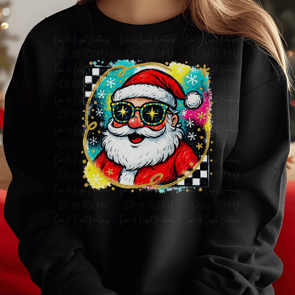 Faux Glitter Retro Santa Doodle