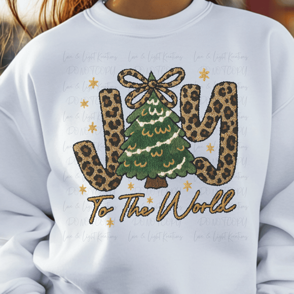 Faux Yarn Leopard Print Joy to the World