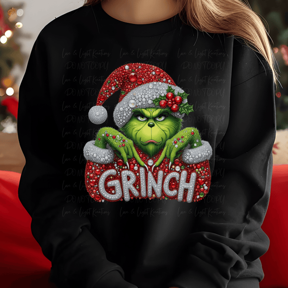 Faux rhinestone Grinch
