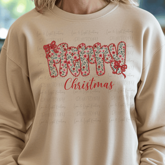 Floral and Red Merry Christmas