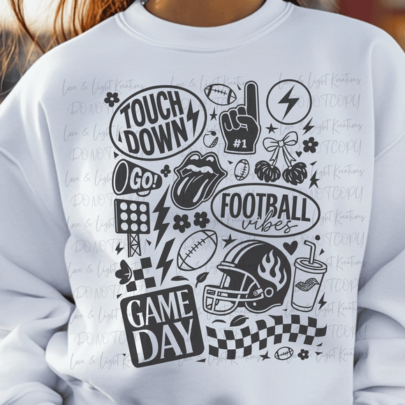 Football Touchdown Game Day Black