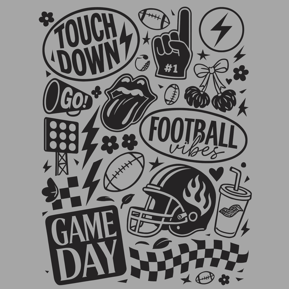 Football Touchdown Game Day Black