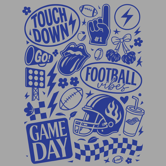 Football Touchdown Game Day Blue