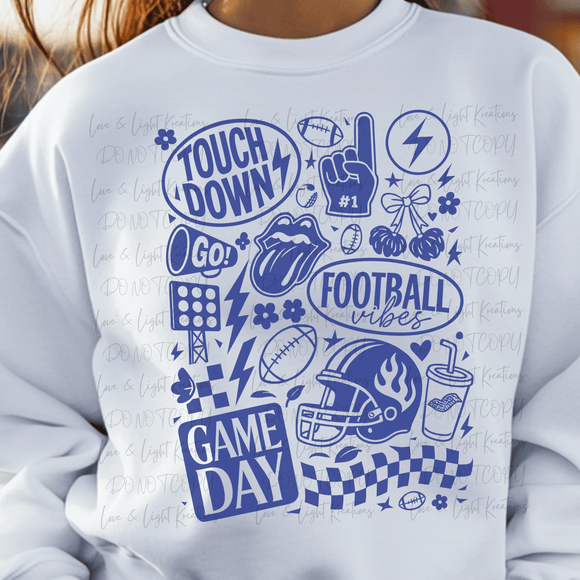 Football Touchdown Game Day Blue