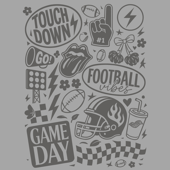 Football Touchdown Game Day Grey