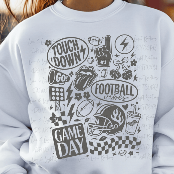 Football Touchdown Game Day Grey