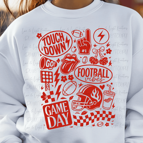 Football Touchdown Game Day Red