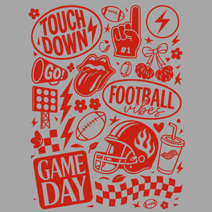 Football Touchdown Game Day Red