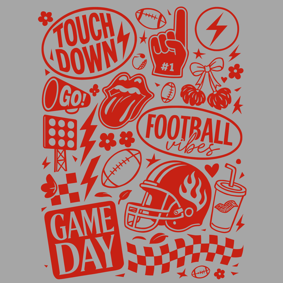 Football Touchdown Game Day Red