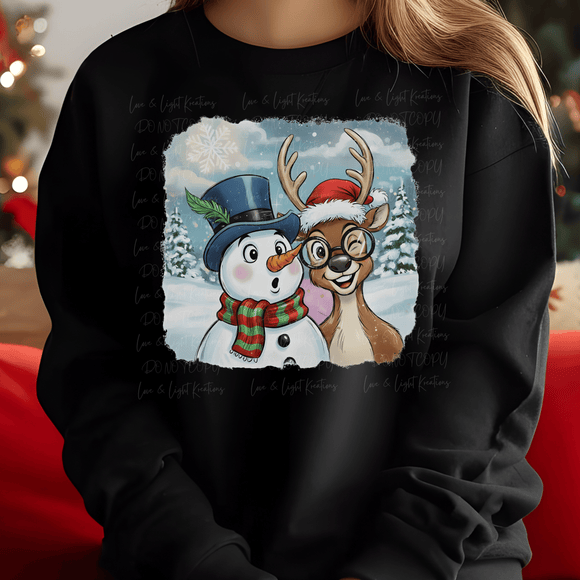 Funny Snowman and Reindeer