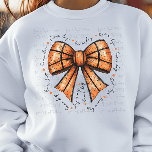 Outlined Game Day Basketball Coquette Bow