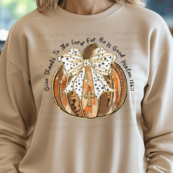 Give Thanks to the Lord Preppy Pumpkin