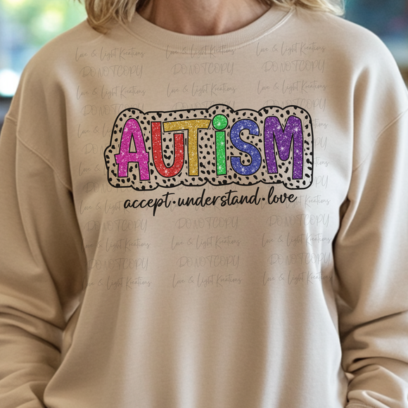 Faux Glitter Autism Awareness