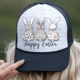 Happy Easter Three Vintage Easter Bunnies with Patterns