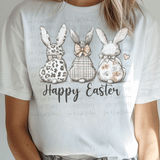 Happy Easter Three Vintage Easter Bunnies with Patterns