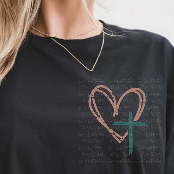 Heart with Distressed Cross