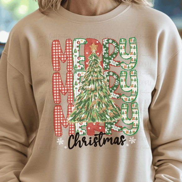 Lace Merry Merry Merry Christmas with Tree