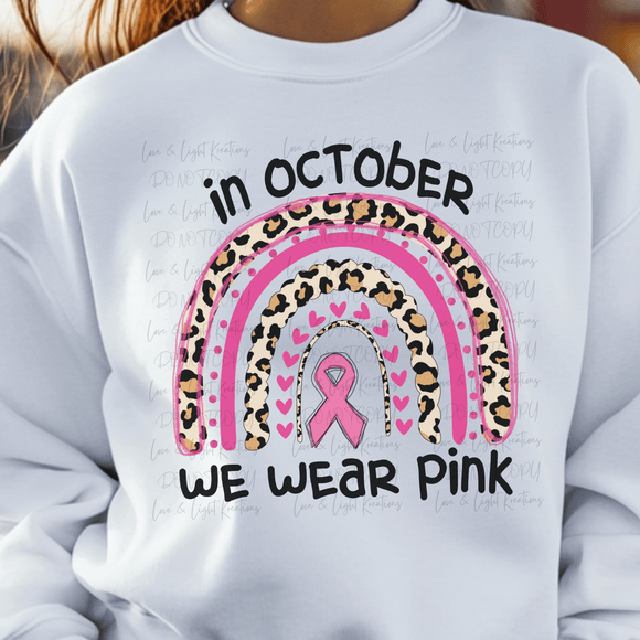 Leopard Boho Breast Cancer Awareness Rainbow