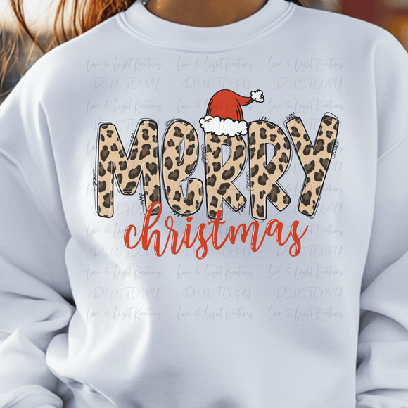 Leopard Merry Christmas Doodle