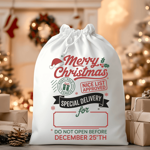 Merry Christmas Nice List Approved Santa Sack