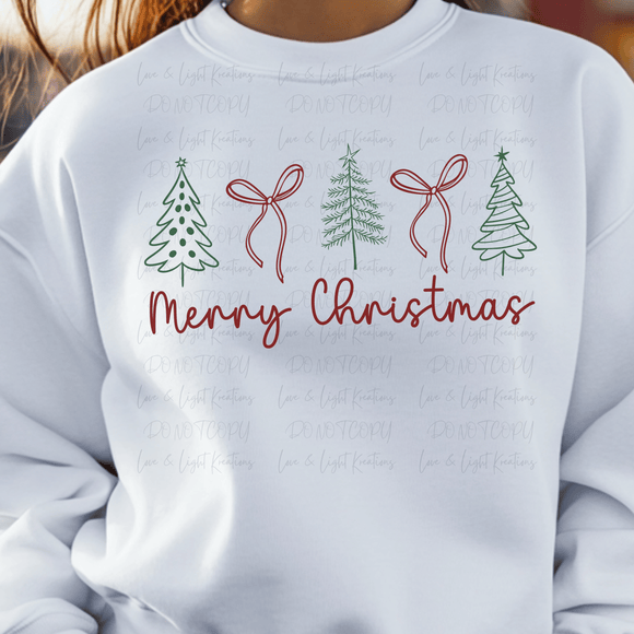 Merry Christmas Trees and Bows Doodle