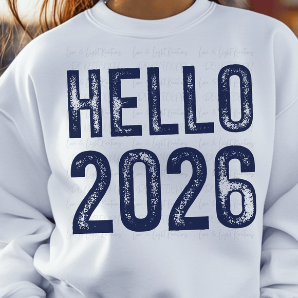 Navy Distressed Hello 2026