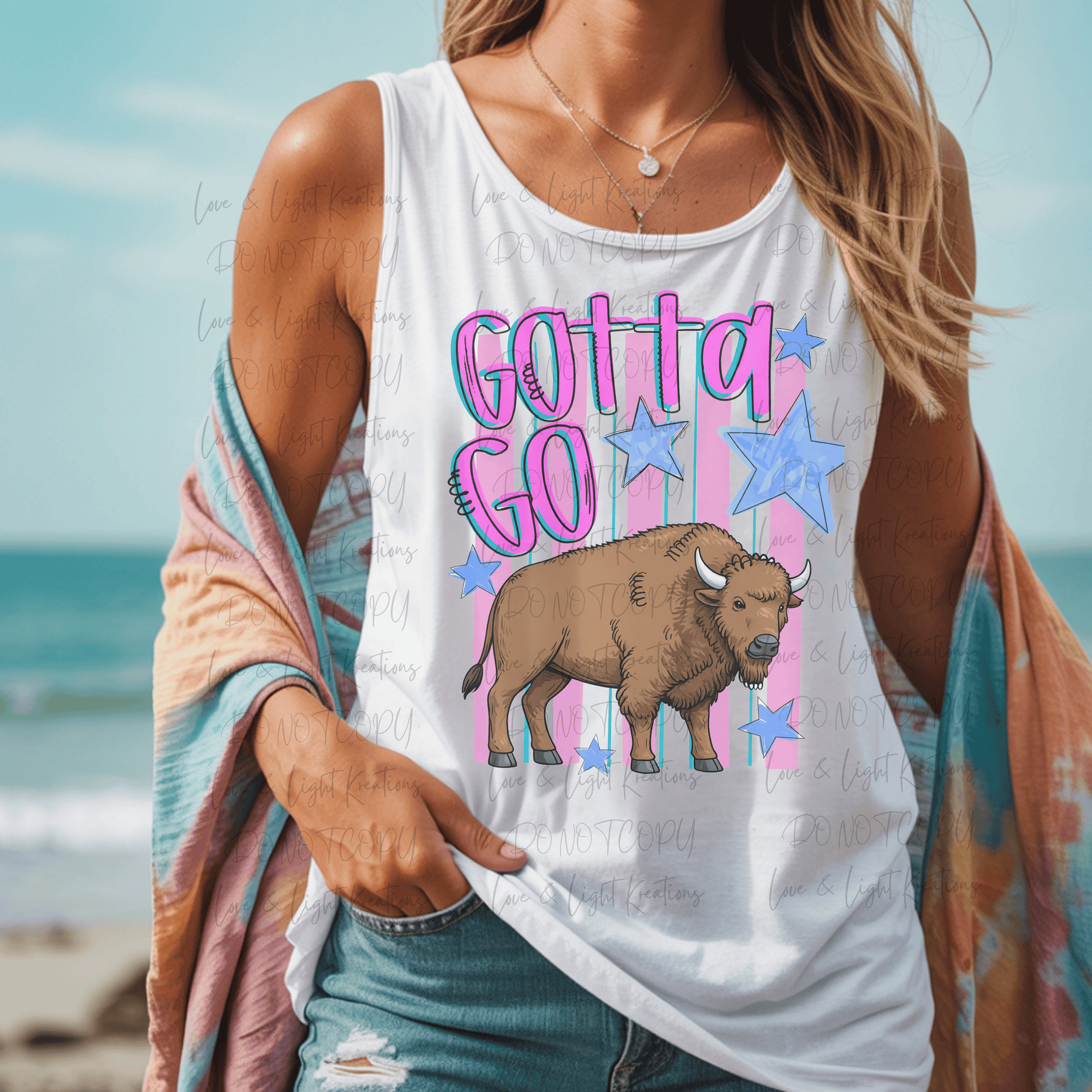 Neon Pink and Blue Gotta Go Buffalo with Stars and Pink Stripes – Love ...