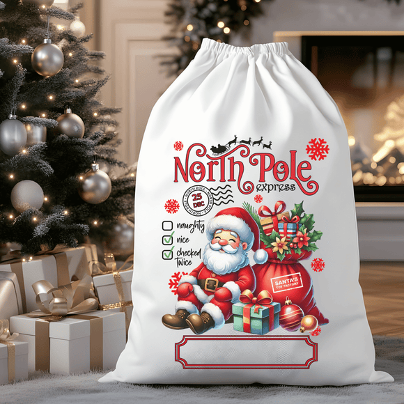 North Pole Express Santa Nice List Santa Sack