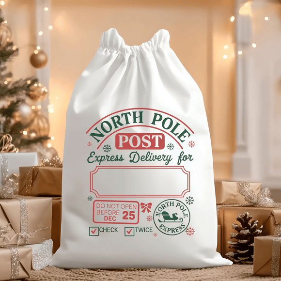 North Pole Post Express Delivery Santa Sack