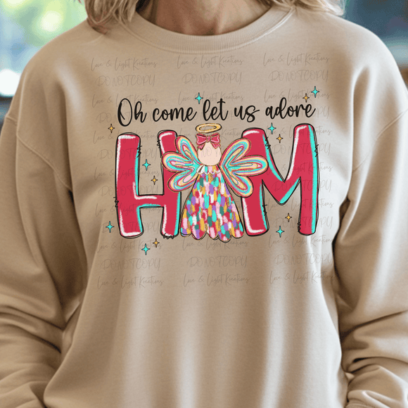 Oh Come Let us Adore Him with Paint Stroke Angel