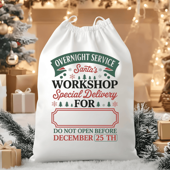 Overnight Service Santa's Workshop Special Delivery Santa Sack