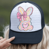 Paint Stroke Easter Bunny with Pink Coquette Bow
