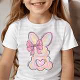 Paint Stroke Easter Bunny with Pink Coquette Bow