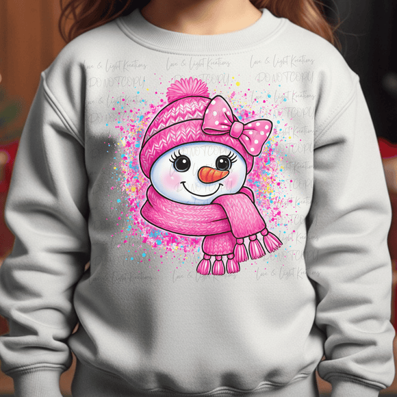 Pink Girl Snowman