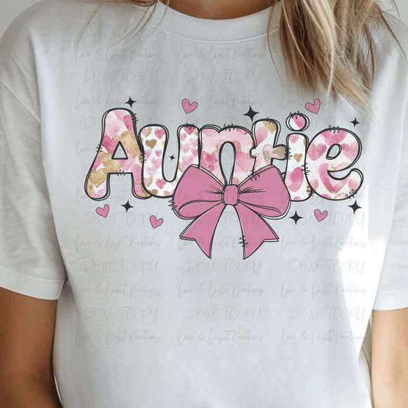 Pink Heart Print Auntie with Bow