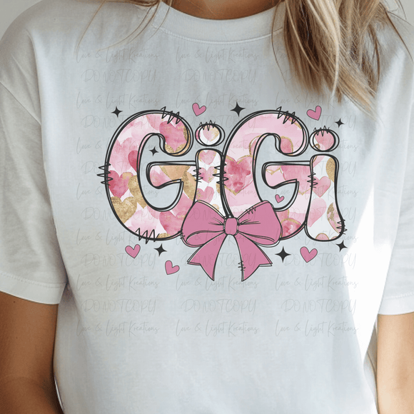 Pink Heart Print Gigi with Bow