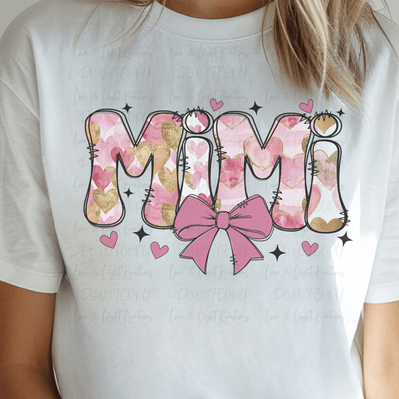 Pink Heart Print Mimi with Bow
