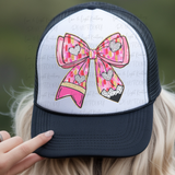 Pink Paint Stroke Pencil Coquette Bow with Hearts