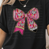 Pink Paint Stroke Pencil Coquette Bow with Hearts