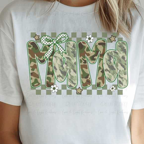 Preppy Checkered Camo Mama