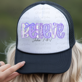 Preppy Purple Patchwork Believe