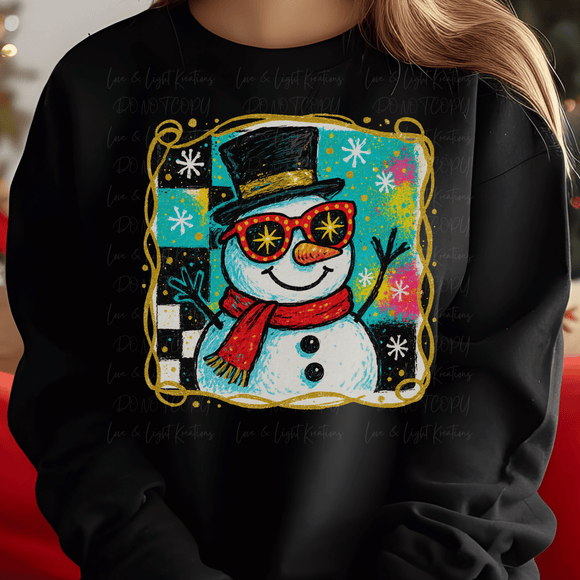 Preppy Retro Snowman Square