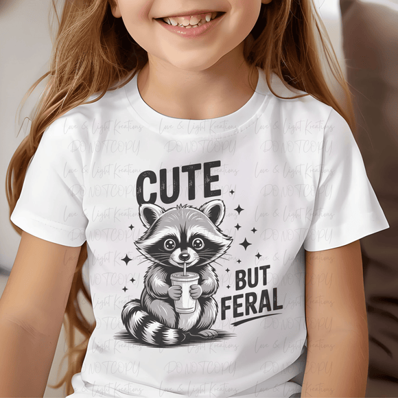 Racoon Cute but Feral Black and White