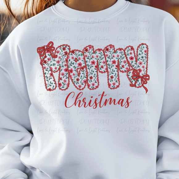 Red Lace Floral Merry Christmas